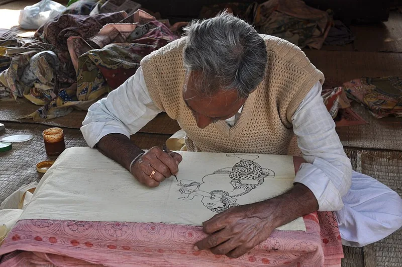 Kalamkari Tree of Life painting in traditional vegetable dyes on cotton